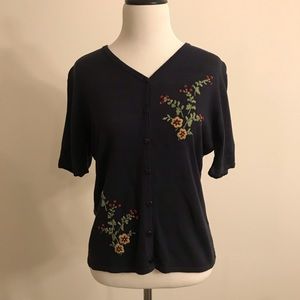 Jaclyn Smith Vintage Floral Embroidered Button Cardigan, Size Small